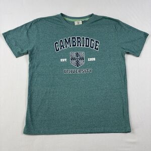 Vintage Cambridge T-Shirt Mens XXL Green University Logo Lion Shield Casualwear